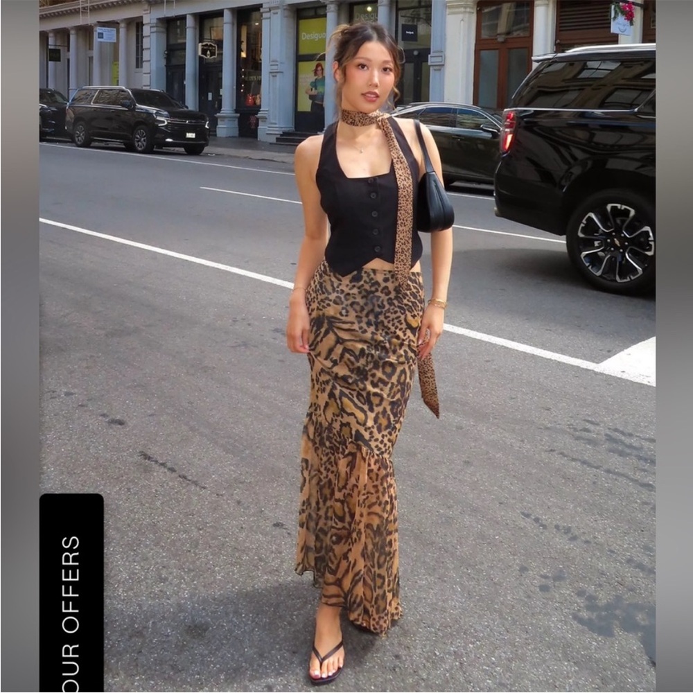 mesh leopard print skirt